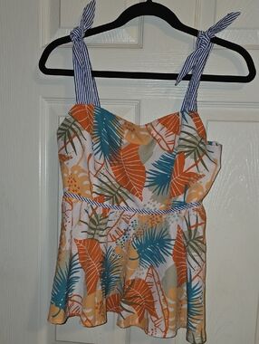 Hailey & Co‎ Smocked Tropical Dress in Orange & Teal